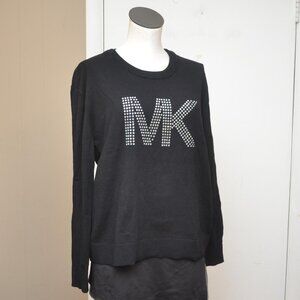 Michael Kors Women's Rhinestone Studded Logo Sweater in Black